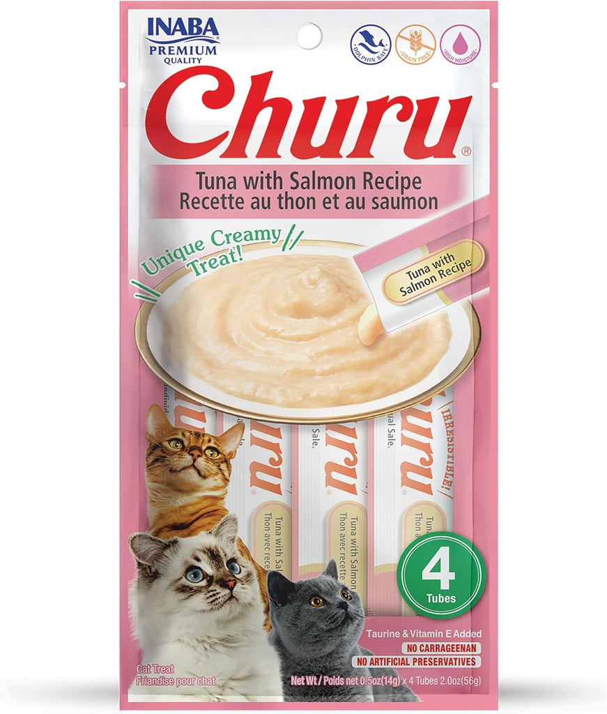 Churu Cat Treat Tube Tuna Salmon : 0.5oz 4 pack - Dog.Dog.Cat.