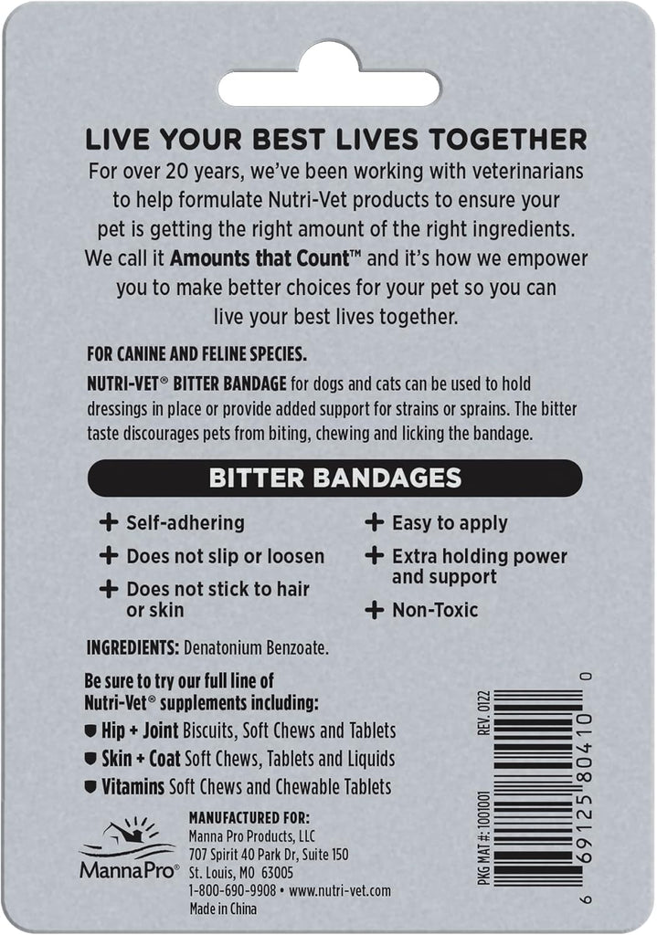 Nutri-Vet 2" Bitter Bandage Dog-1 ct. - Dog.Dog.Cat.