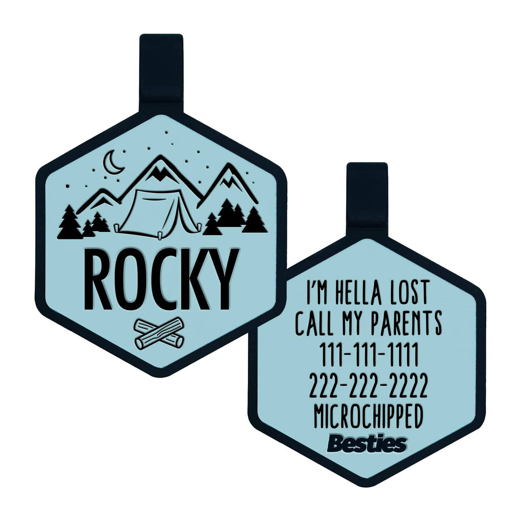 Besties Pets - Happy Camper Silicone Dog ID Tag - Dog.Dog.Cat.