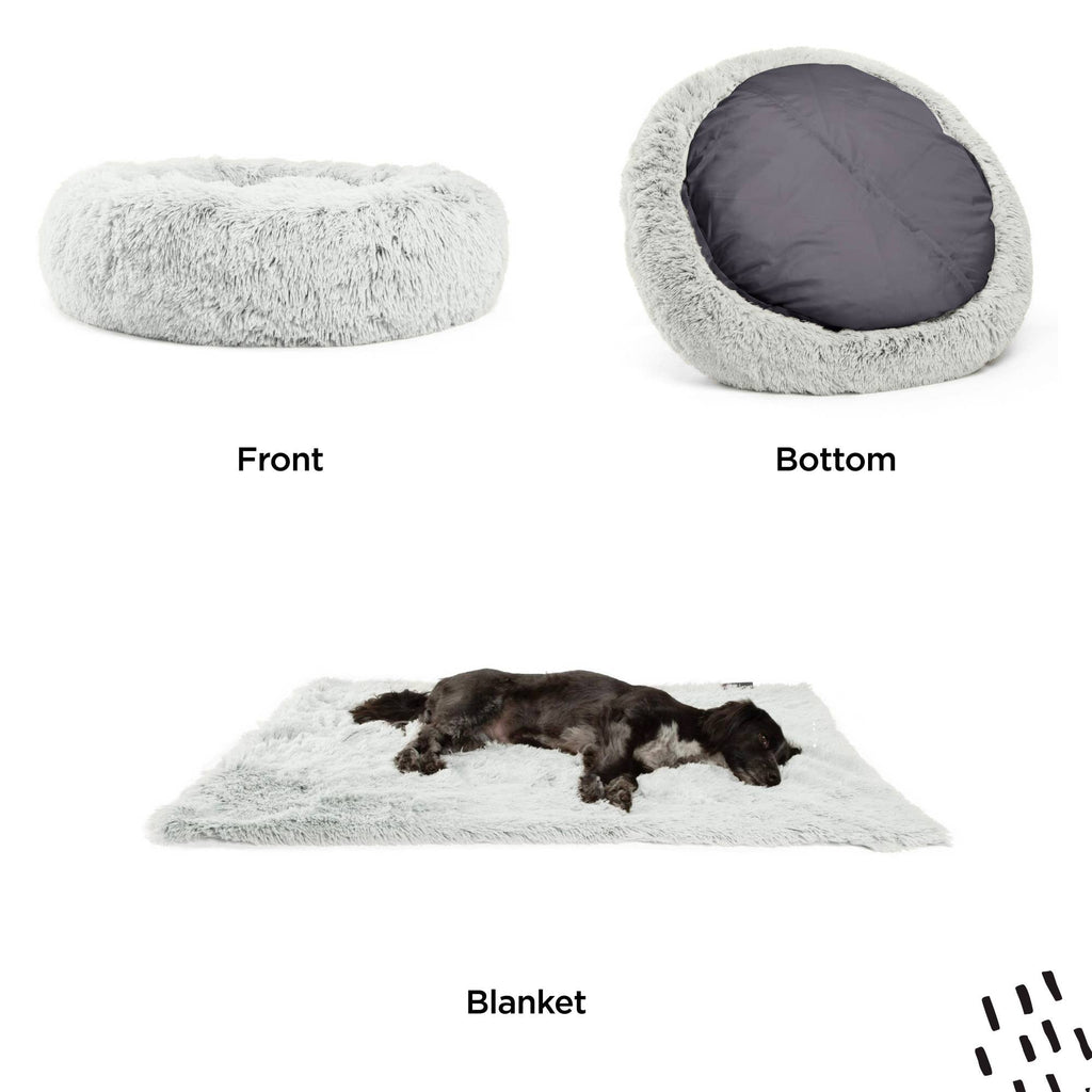 Donut Shag Bundle Bed and Blanket Frost 36"x36" - Dog.Dog.Cat.