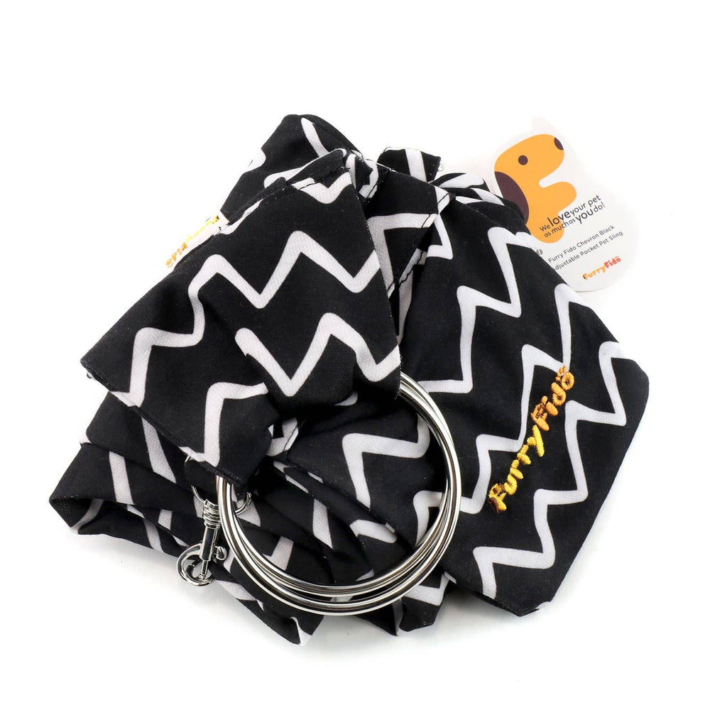 Furry Fido Pet Supplies - Furry Fido Chevron Black Adjustable Pocket Pet Sling - Dog.Dog.Cat.