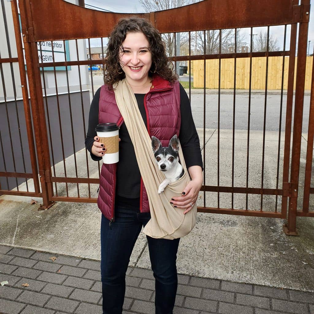 Walking Palm - Dog Sling - Oatmeal Tan Linen - Dog.Dog.Cat.