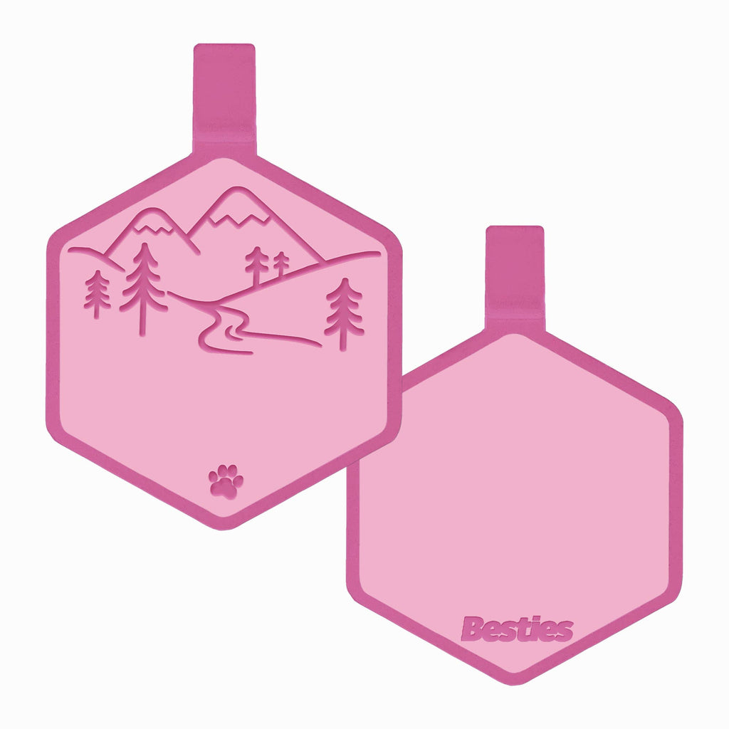 Besties Pets - Mountain Adventure Silicone Dog ID Tag: Sky Blue - Dog.Dog.Cat.