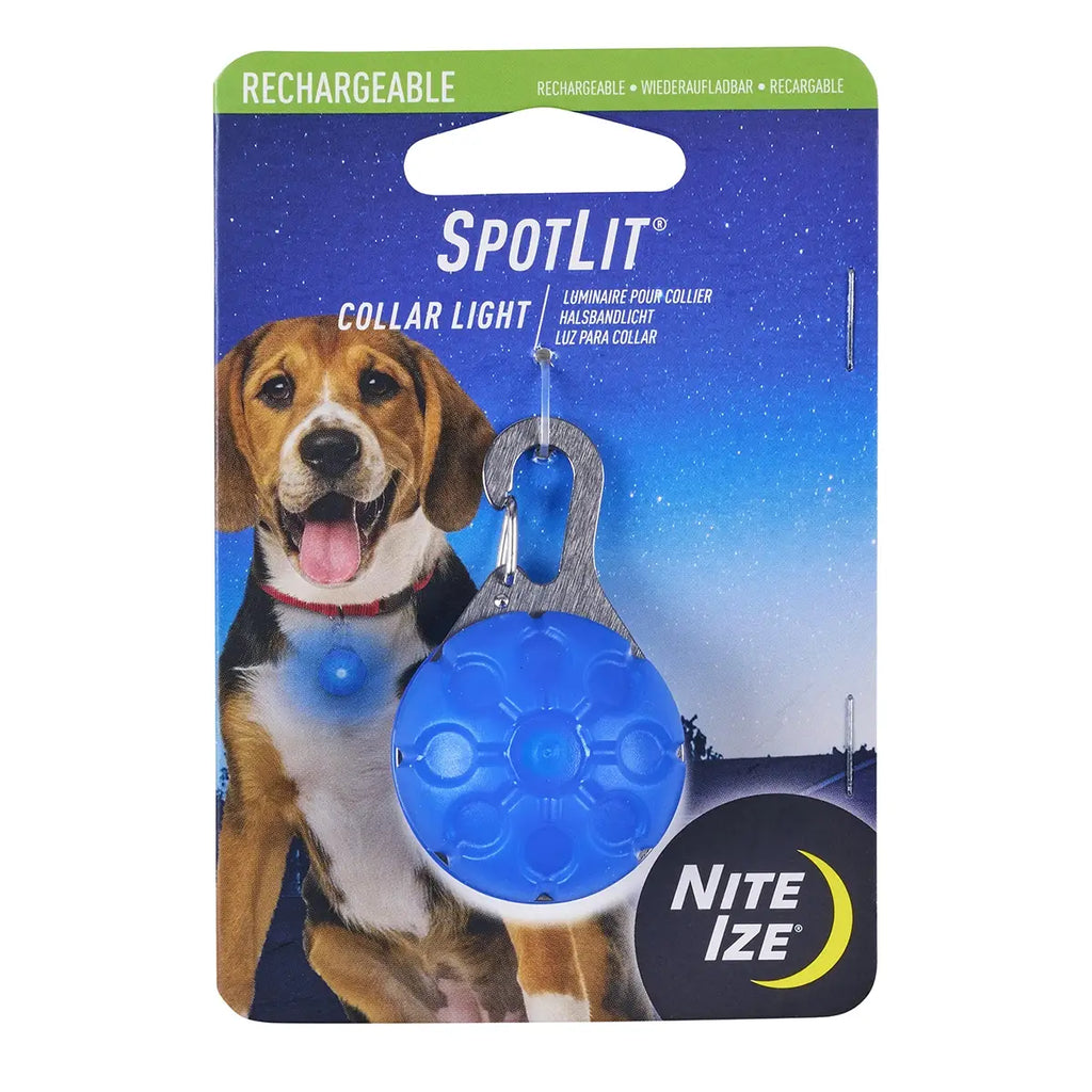 Nite Ize SpotLit® Rechargeable Collar Light - Blue - Dog.Dog.Cat.