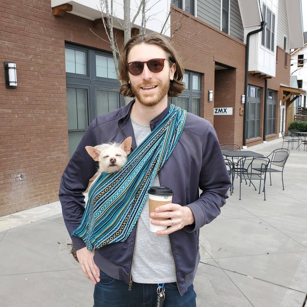 Walking Palm - Dog Sling - Peacock Blue Woven - Dog.Dog.Cat.