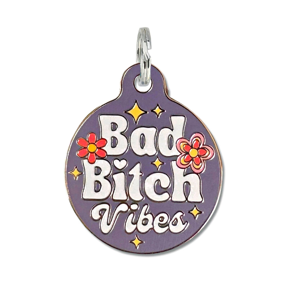 Bad Bitch Vibes - Personalized Dog ID Tag w/ Scannable Code - - Dog.Dog.Cat.