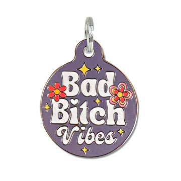 Bad Bitch Vibes - Personalized Dog ID Tag w/ Scannable Code - - Dog.Dog.Cat.