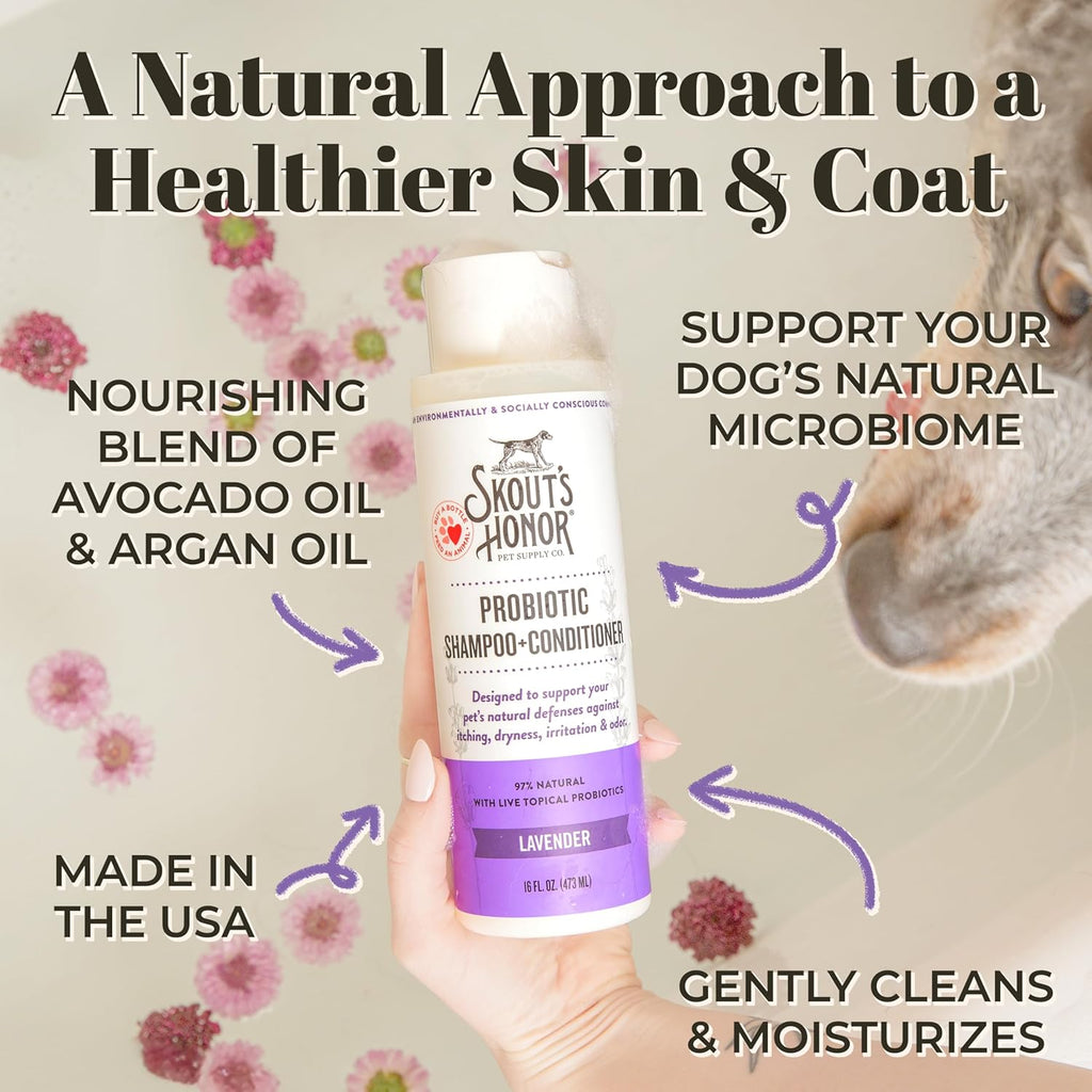 Skout Probiotic Shampoo & Conditioner - Lavender : 16 oz - Dog.Dog.Cat.