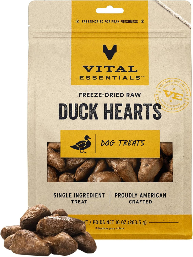 Vital Essential Freeze Dried Duck Hearts 10 oz - Dog.Dog.Cat.