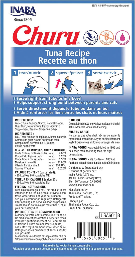 Churu Cat Treat Tube Creamy Tuna : 0.5oz 4 pack - Dog.Dog.Cat.