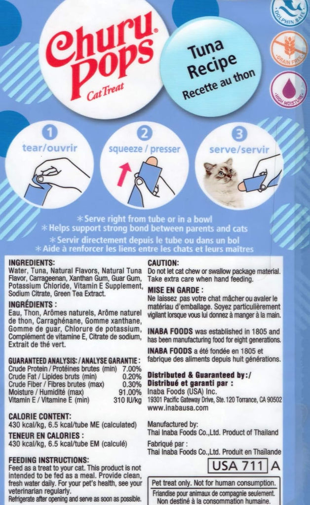 Churu Cat Treat Tube 1 Tube-Tuna : 0.5oz 4 Pack - Dog.Dog.Cat.