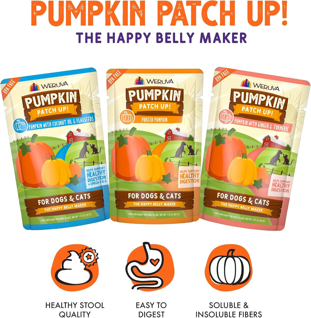 Weruva Pumpkin Patch Up! Pumpkin Pumpkin, What's Your Function Variety Pack for Dogs & Cats, 1.05oz Pouch - Dog.Dog.Cat.