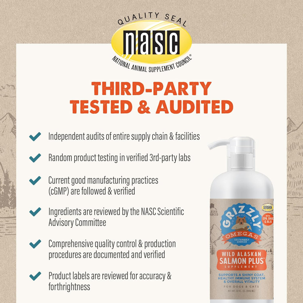 Grizzly Salmon Oil - Various Sizes Available - Dog.Dog.Cat.