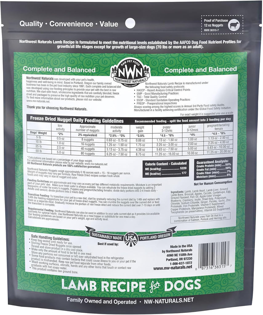 Northwest Naturals Freeze Dried-Lamb : 12 oz - Dog.Dog.Cat.