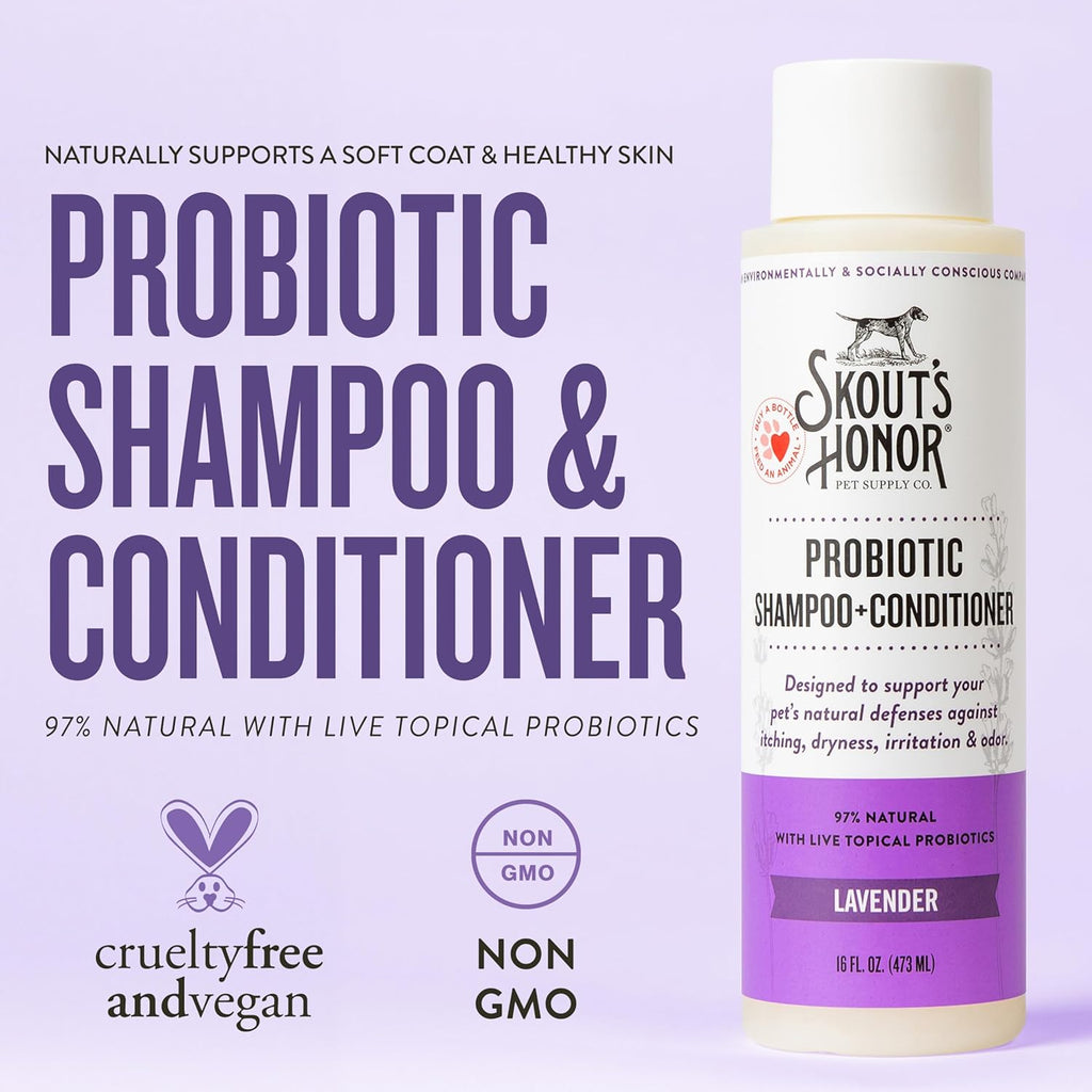 Skout Probiotic Shampoo & Conditioner - Lavender : 16 oz - Dog.Dog.Cat.