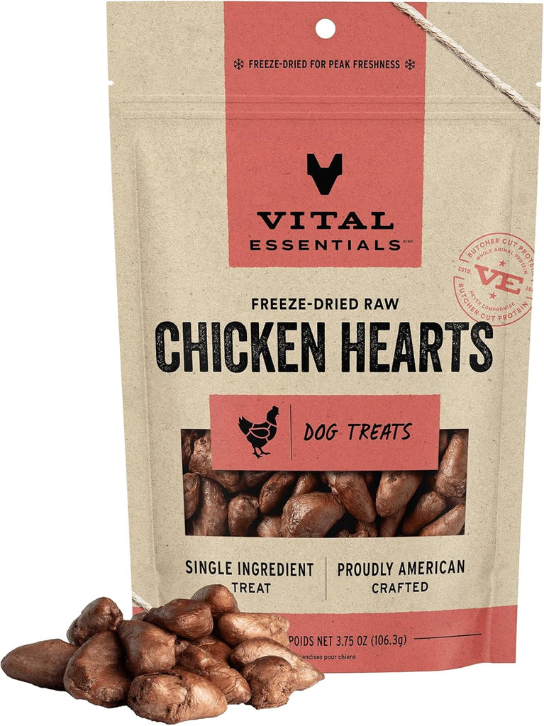 Vital Essential Freeze Dried Treat  - Chicken Heart : 3.75 oz - Dog.Dog.Cat.