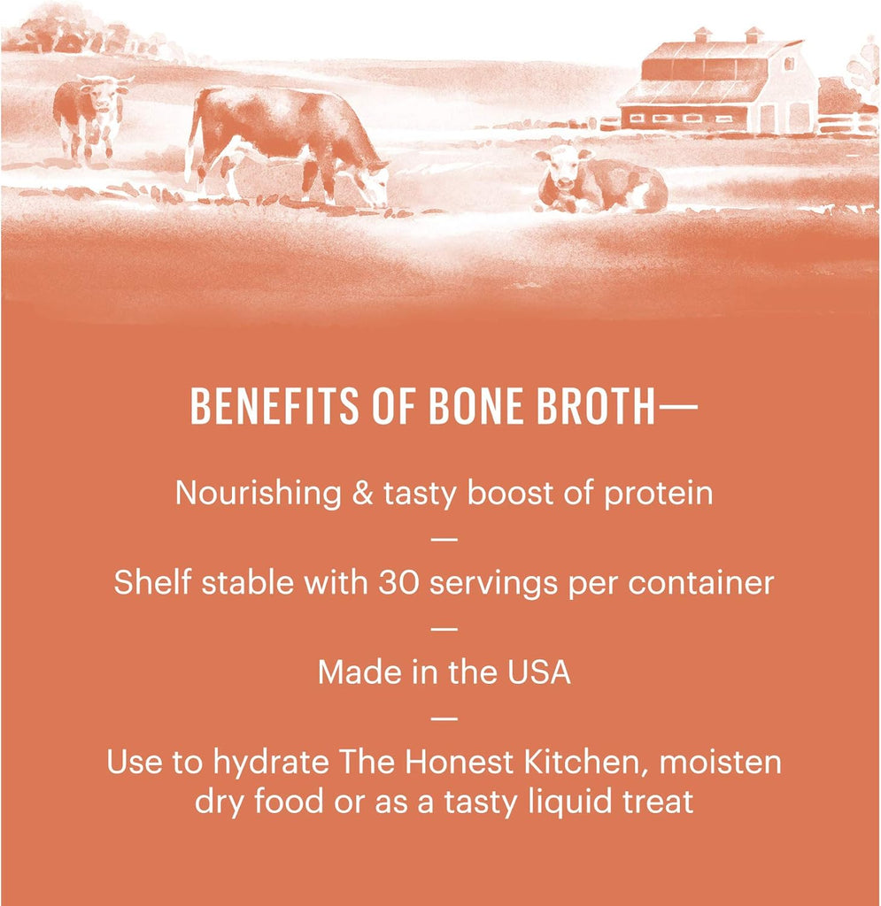 The Honest Kitchen Human Grade Daily Boosts Instant Beef Bone Broth with Turmeric for Dogs 3.6 Ounces - Dog.Dog.Cat.