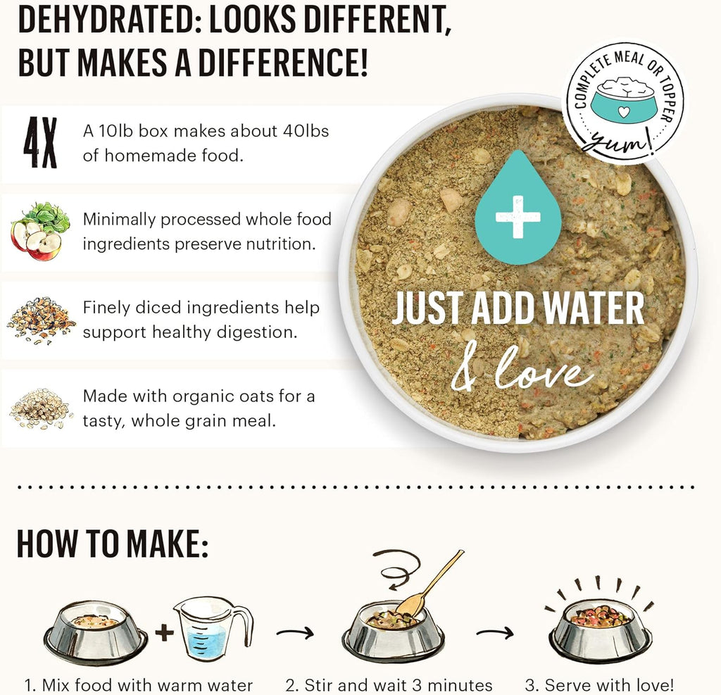 The Honest Kitchen Human Grade Dehydrated Whole Grain Dog Food – Complete Meal or Topper – Chicken 10 lb (makes 40 lbs) - Dog.Dog.Cat.