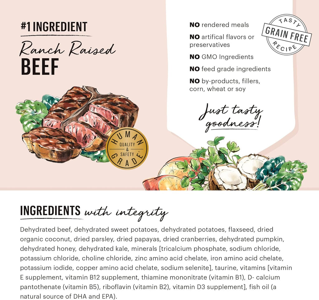 The Honest Kitchen Human Grade Dehydrated Grain Free Dog Food – Complete Meal or Dog Food Topper – Beef 10 lb (makes 40 lbs) - Dog.Dog.Cat.