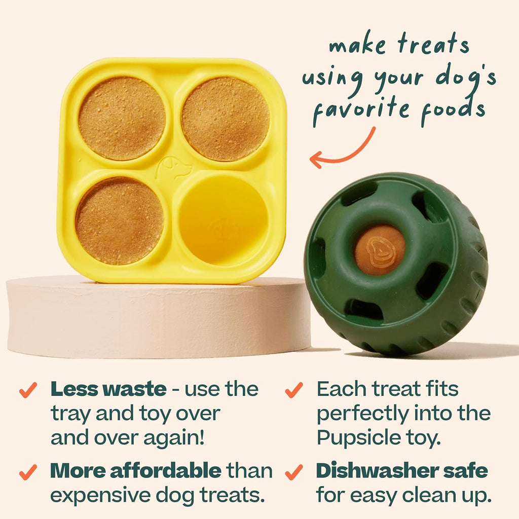 WOOF Pupsicle Treat Tray Mold Silicone Molds for Dog Treats, Dishwasher Safe, Reusable Treat Tray, Freeze Refill Treats For The Pupsicle Toy - Dog.Dog.Cat.