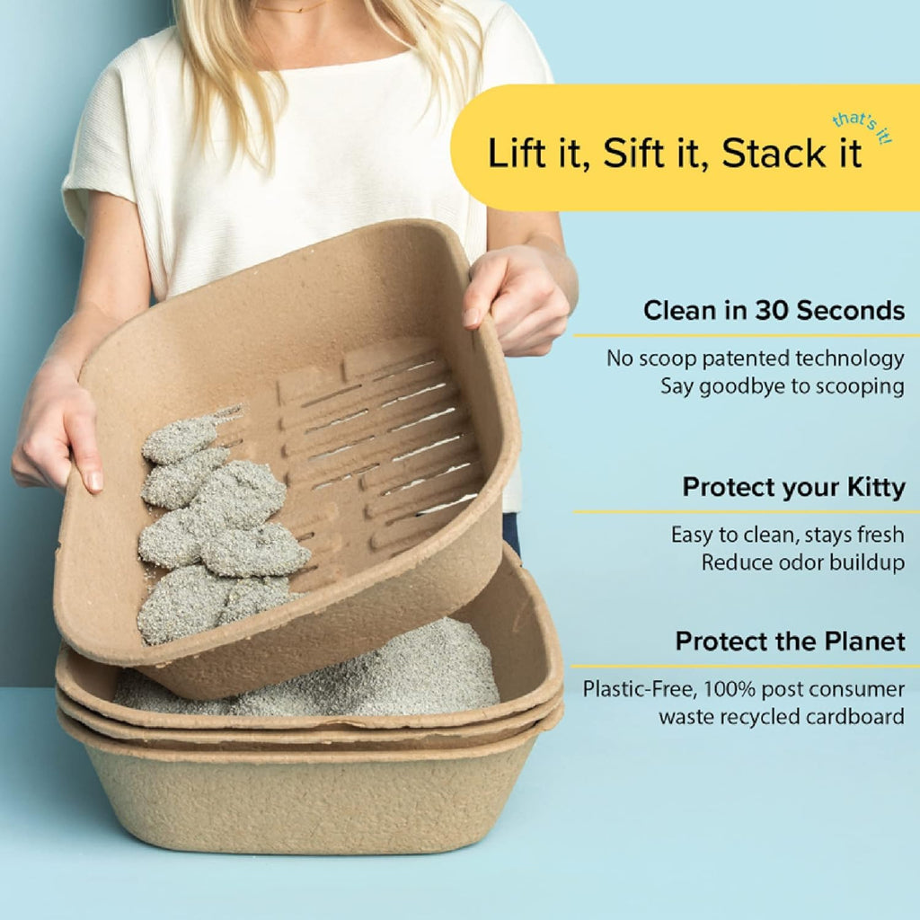 Kitty Sift Litter Box - Easy-Sift Cat Litter Solution for Simple Cleaning - Dog.Dog.Cat.