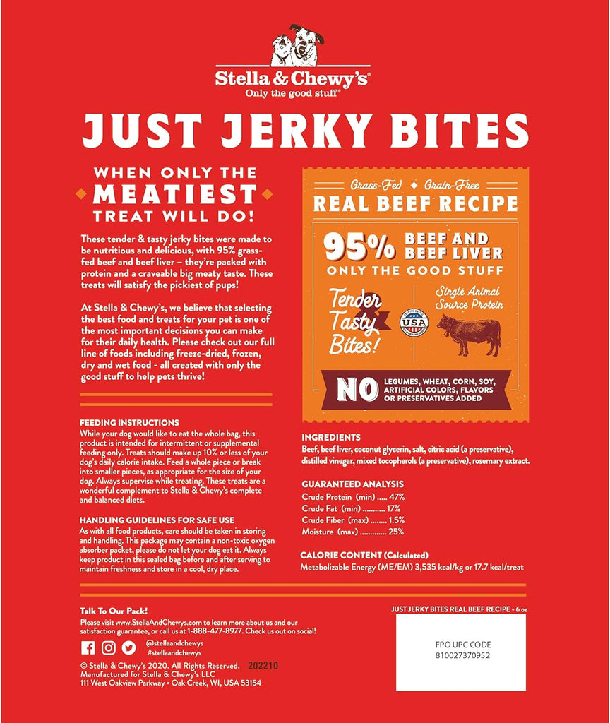 Stella & Chewy Just Jerky Bites Dog Treats - 6 oz - Dog.Dog.Cat.