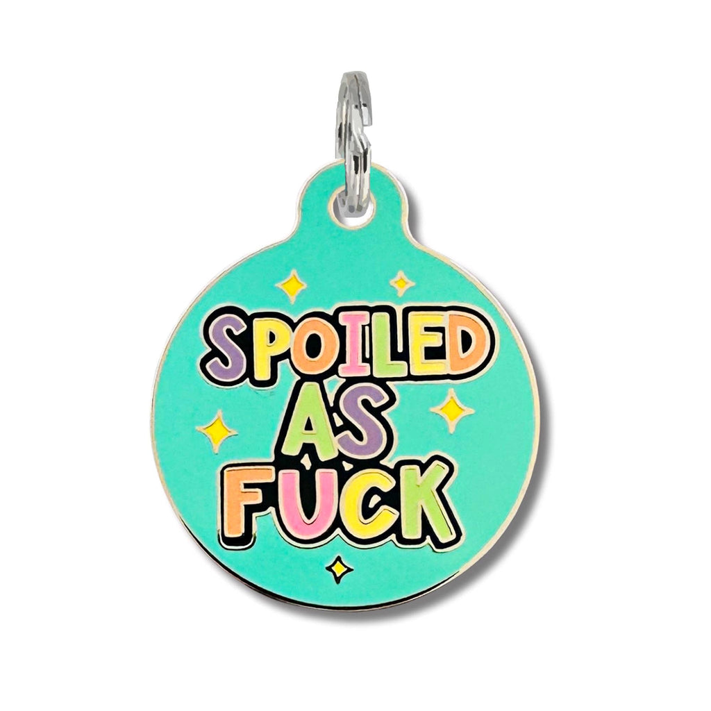 Spoiled As Fuck - Personalized Dog ID Tag w/ Scannable Code - Spoiled As Fuck - Dog.Dog.Cat.
