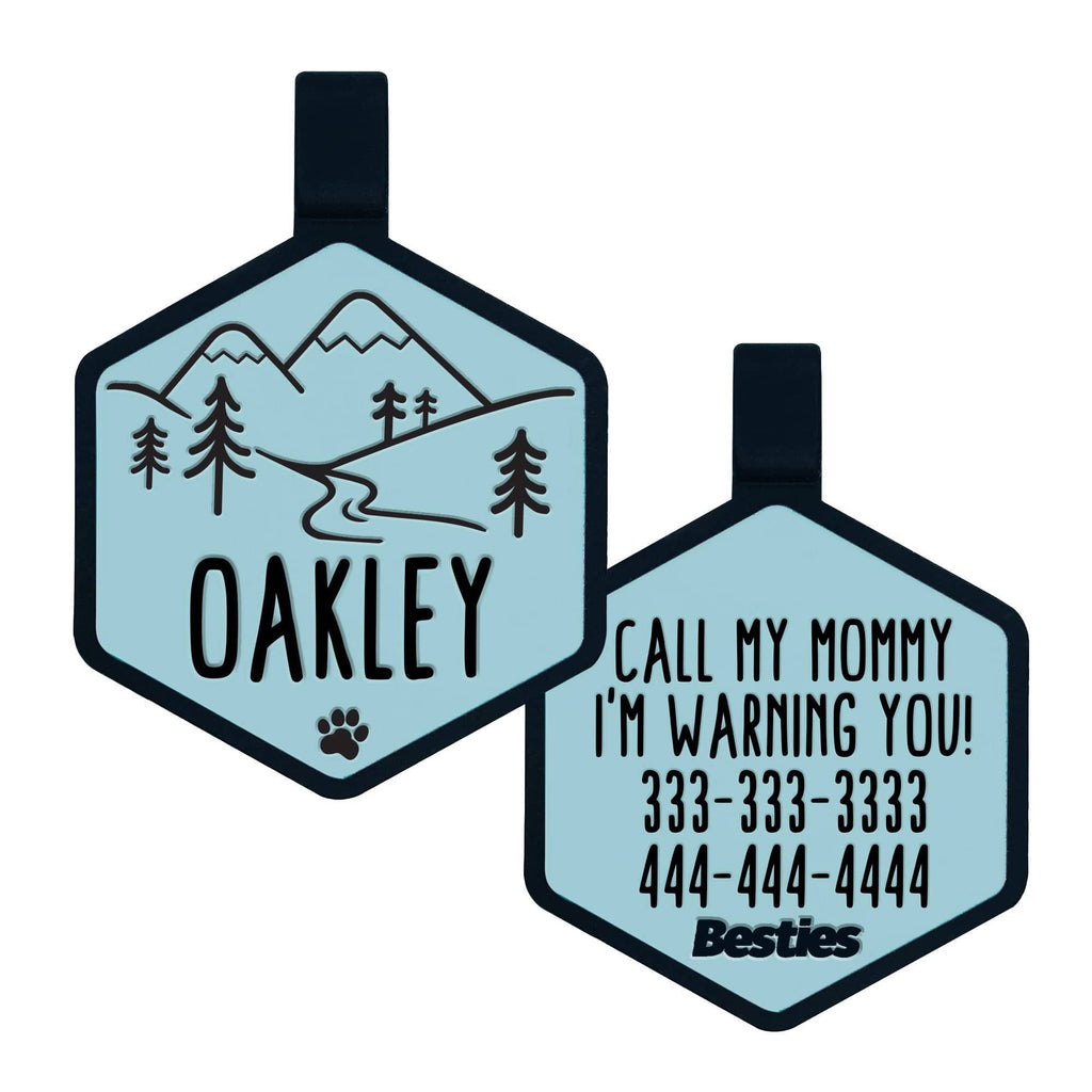 Besties Pets - Mountain Adventure Silicone Dog ID Tag - Dog.Dog.Cat.