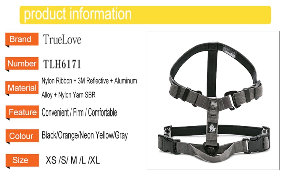 TrueLove Webbing Harness TLH6171 Durable Adjustable Safety Harness for Various Uses - Dog.Dog.Cat.