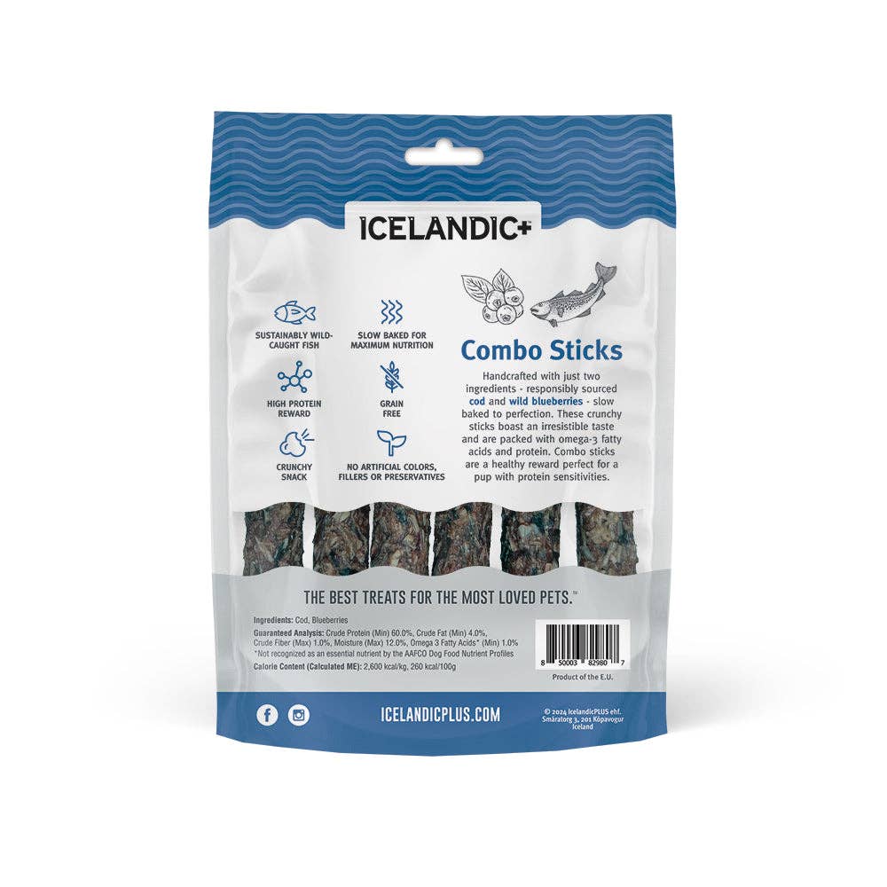 Icelandic+ - Icelandic+ Cod & Blueberry Combo Sticks Dog Treats - Dog.Dog.Cat.