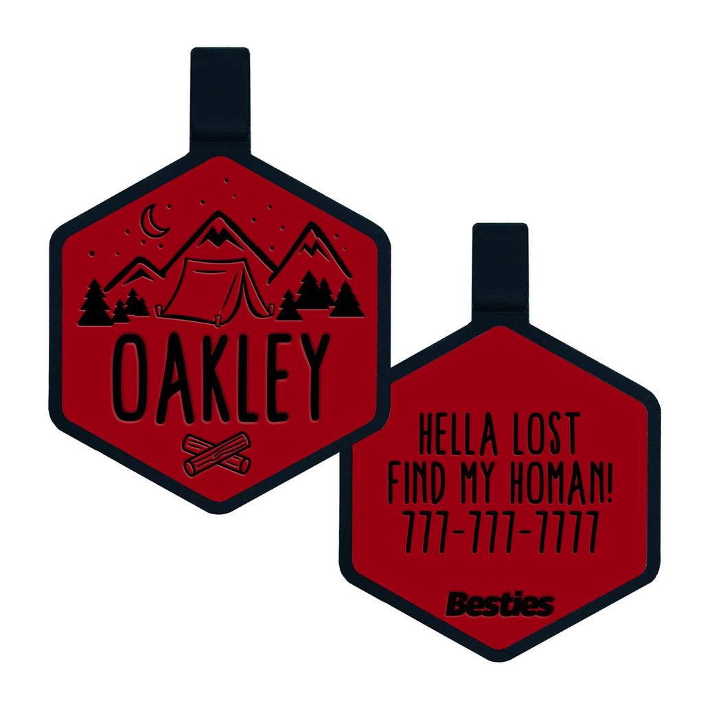 Besties Pets - Happy Camper Silicone Dog ID Tag - Dog.Dog.Cat.
