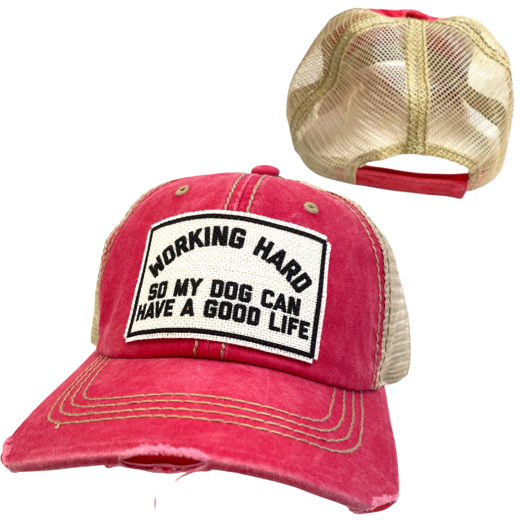 WORKING HARD FOR MY DOG | UNISEX HAT | DISTRESSED - Dog.Dog.Cat.