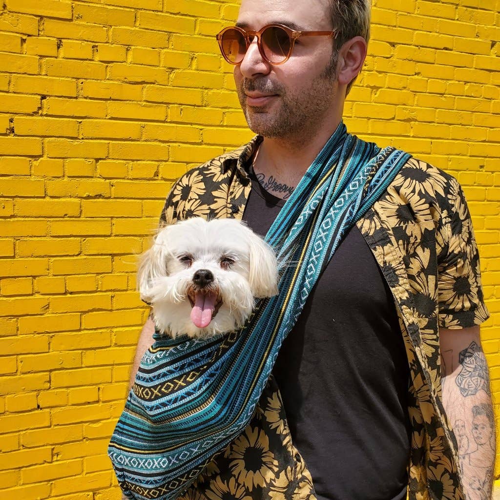 Walking Palm - Dog Sling - Peacock Blue Woven - Dog.Dog.Cat.