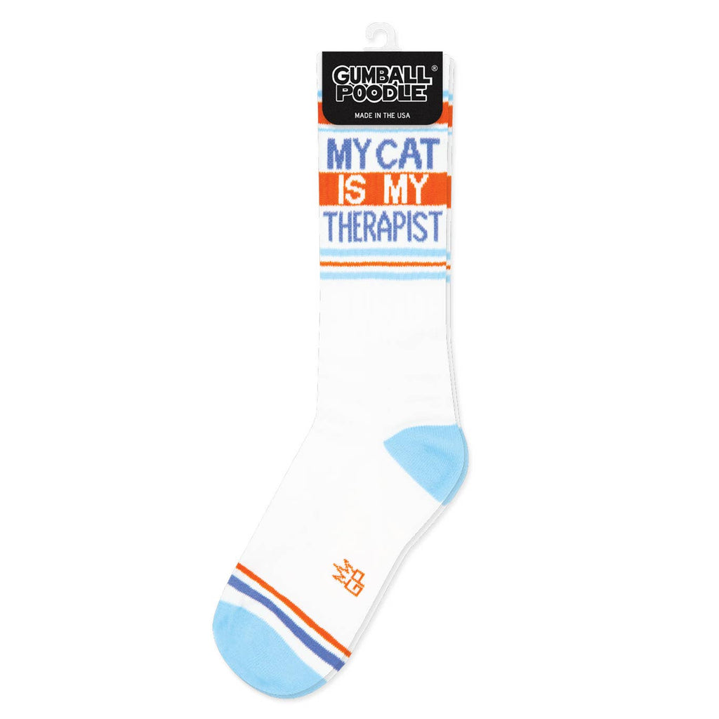 Gumball Poodle - My Cat Is My Therapist Gym Crew Socks - Dog.Dog.Cat.