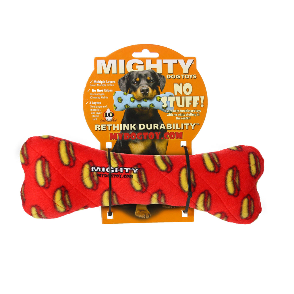 Tuffy Dog Toys - VIP Products - Mighty Bone - Red, Durable, Squeaky Dog Toy, No Stuffing - Dog.Dog.Cat.