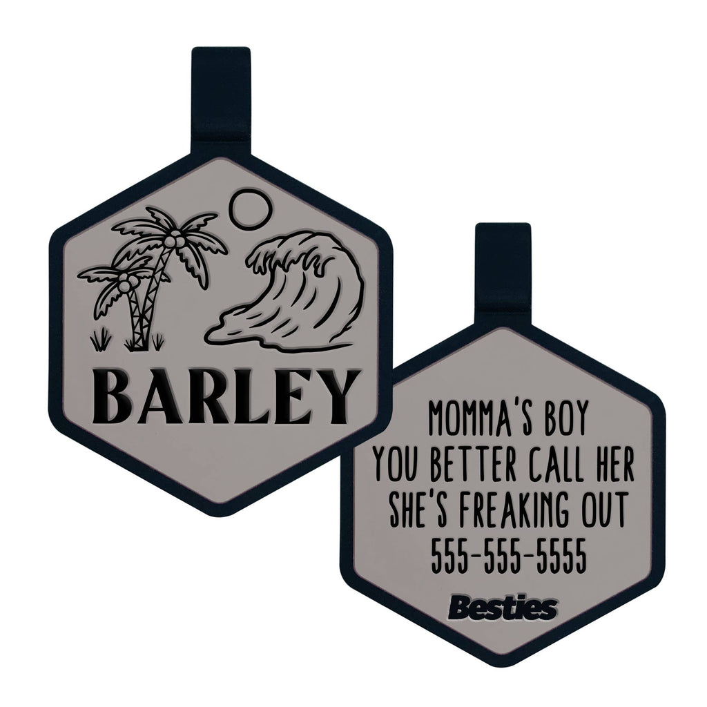 Besties Pets - Life's A Beach Silicone Dog ID Tag - Dog.Dog.Cat.