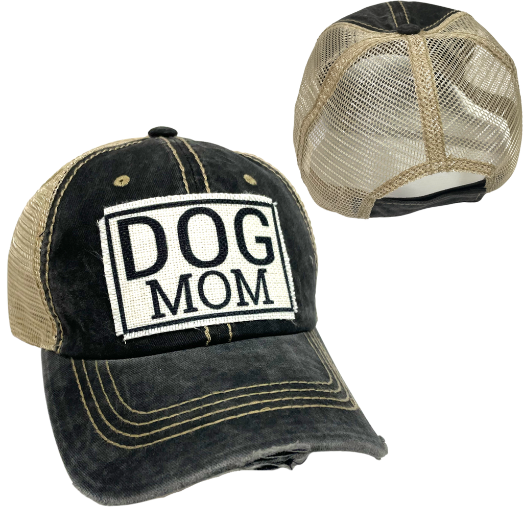 DOG MOM BALL CAP | WOMAN'S HAT | DISTRESSED - Dog.Dog.Cat.