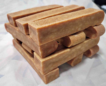 Dog cheese chews.  Strawberry Himalayan Yak Medium~4.5oz EA - Dog.Dog.Cat.