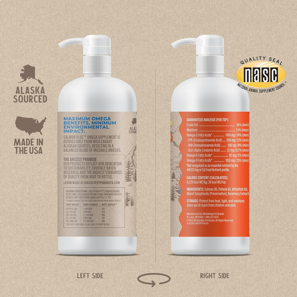 Grizzly Salmon Oil - Various Sizes Available - Dog.Dog.Cat.