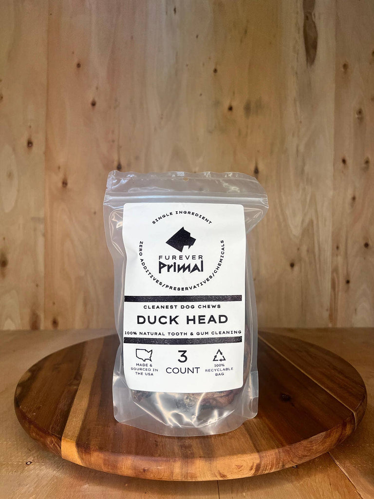 Furever Primal - Bagged Dog Chew: Duck Head - Natural Single Ingredient - Dog.Dog.Cat.