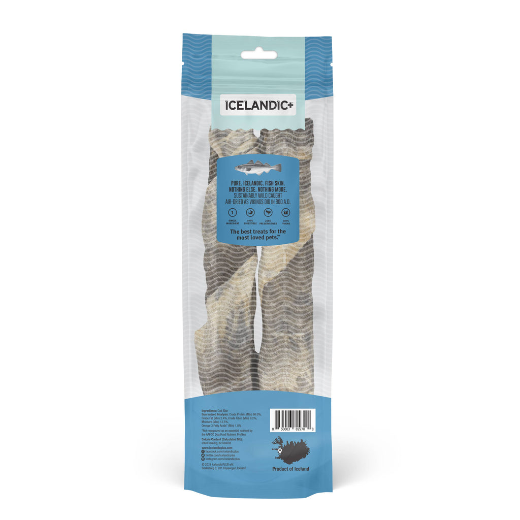 Icelandic+ Hand Wrapped Cod Skin Chew Sticks - 10" Long & 5" Short Assorted Packs - Dog.Dog.Cat.