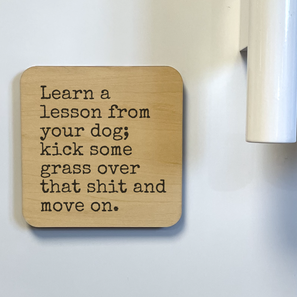 LEARN A LESSON FROM YOUR DOG Magnet/Drink Coaster - Dog.Dog.Cat.