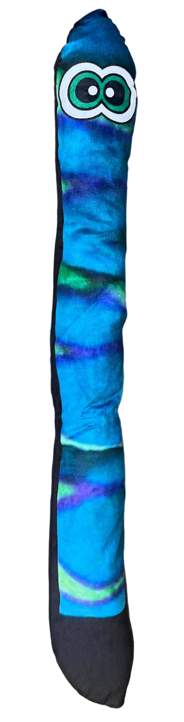 Snake Dog Toy with Squeaker and Scrunch -  Blue/Green or Rainbow Striped. 23" Long - Dog.Dog.Cat.