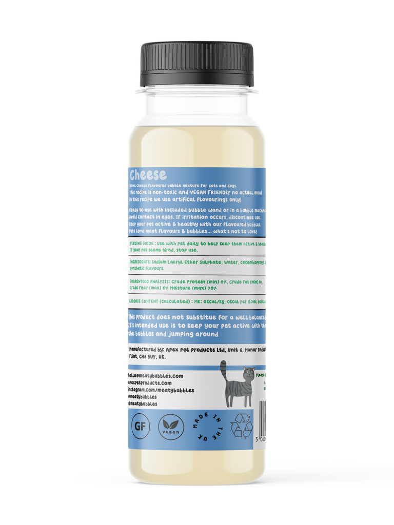 Meaty Bubbles - Cheese flavoured pet bubbles for cats and dogs  - Dog.Dog.Cat.