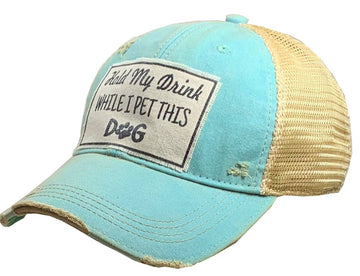 Hold My Drink While I Pet This Dog Trucker Hat Baseball Cap - Dog.Dog.Cat.