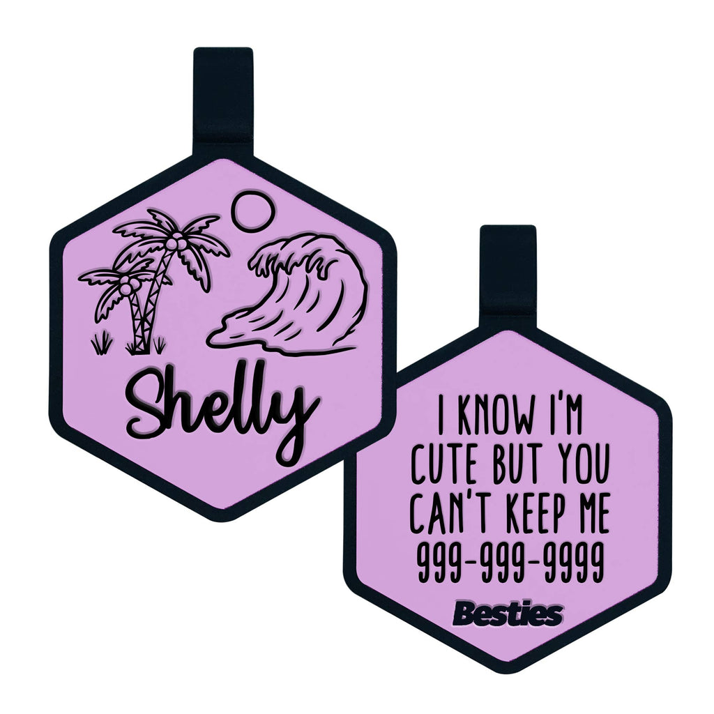 Besties Pets - Life's A Beach Silicone Dog ID Tag - Dog.Dog.Cat.