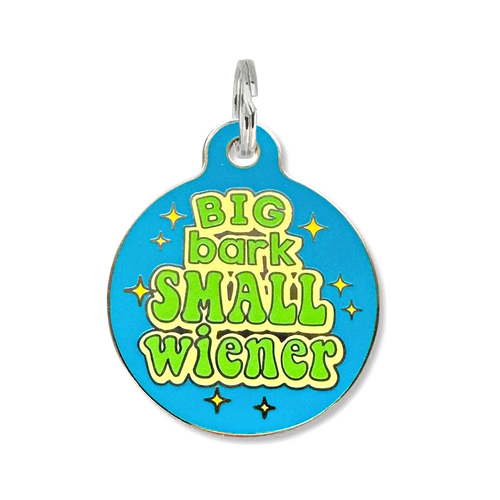 Big Bark Small Wiener - Funny Dog ID Tag Scannable QR Code - - Dog.Dog.Cat.