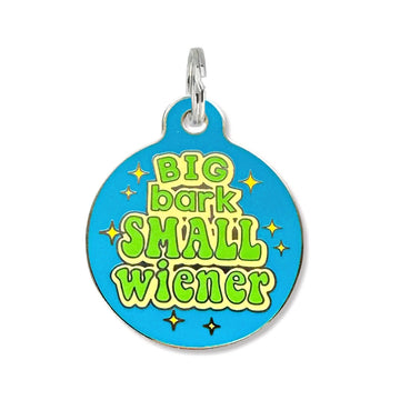 Big Bark Small Wiener - Funny Dog ID Tag Scannable QR Code - - Dog.Dog.Cat.