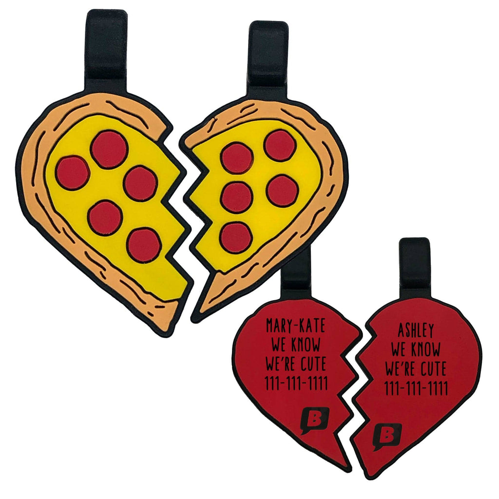 Besties Pets - Pizza Your Heart BFF Silicone Pet ID Tag Set - Dog.Dog.Cat.