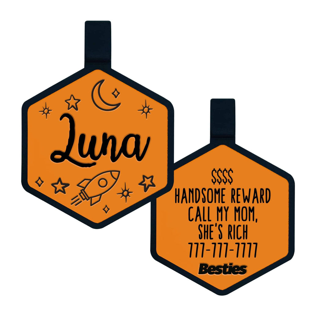 Besties Pets - Space Cadet Silicone Dog ID Tag: Chartreuse - Dog.Dog.Cat.